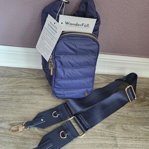 Wander Elegant Navy and Gold Crossbody Bag